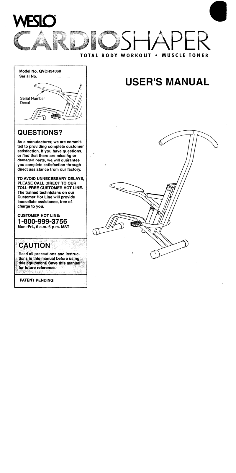 Weslo QVCR34060 Owner's Manual