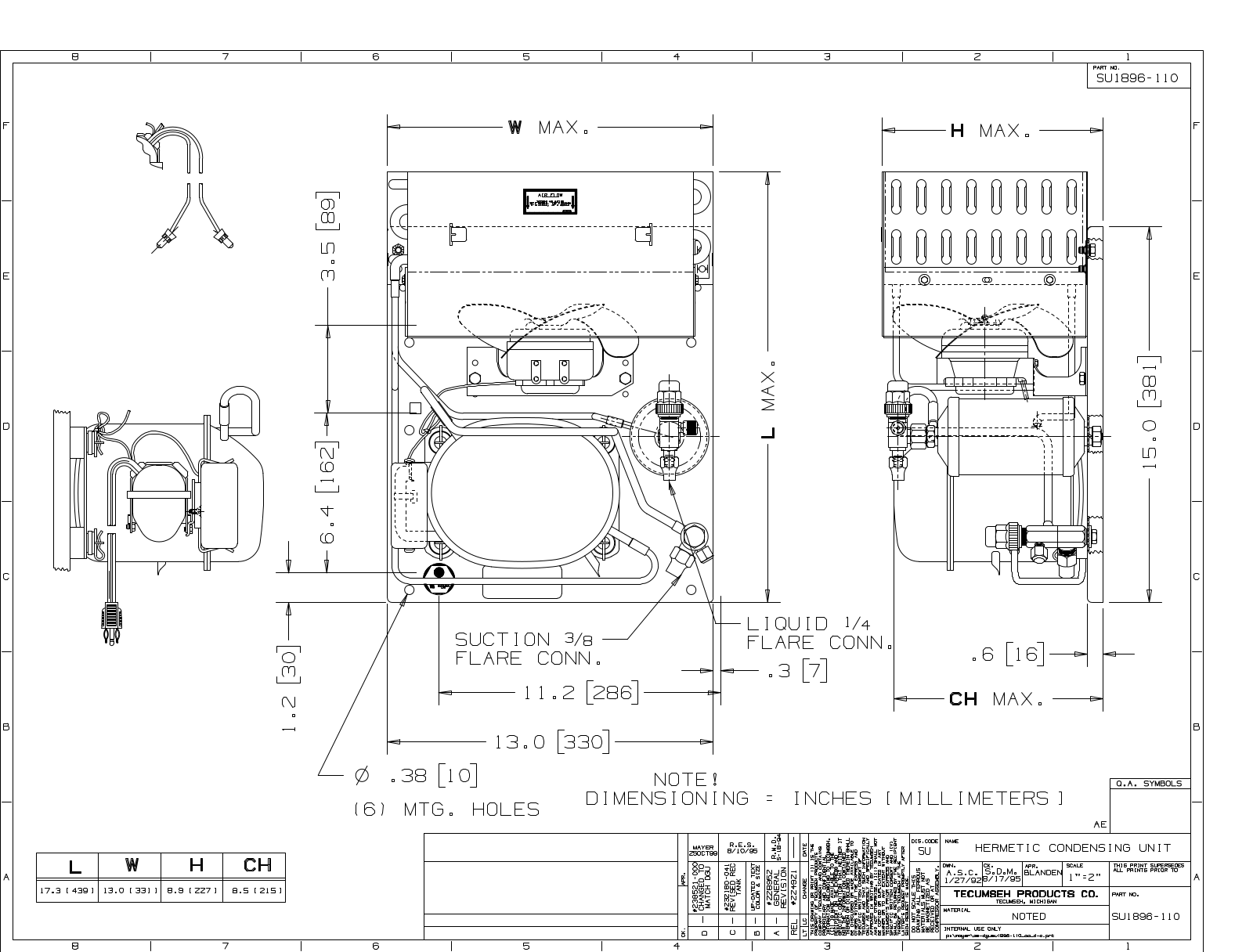 Tecumseh AEA9422ZXAXB Drawing Data