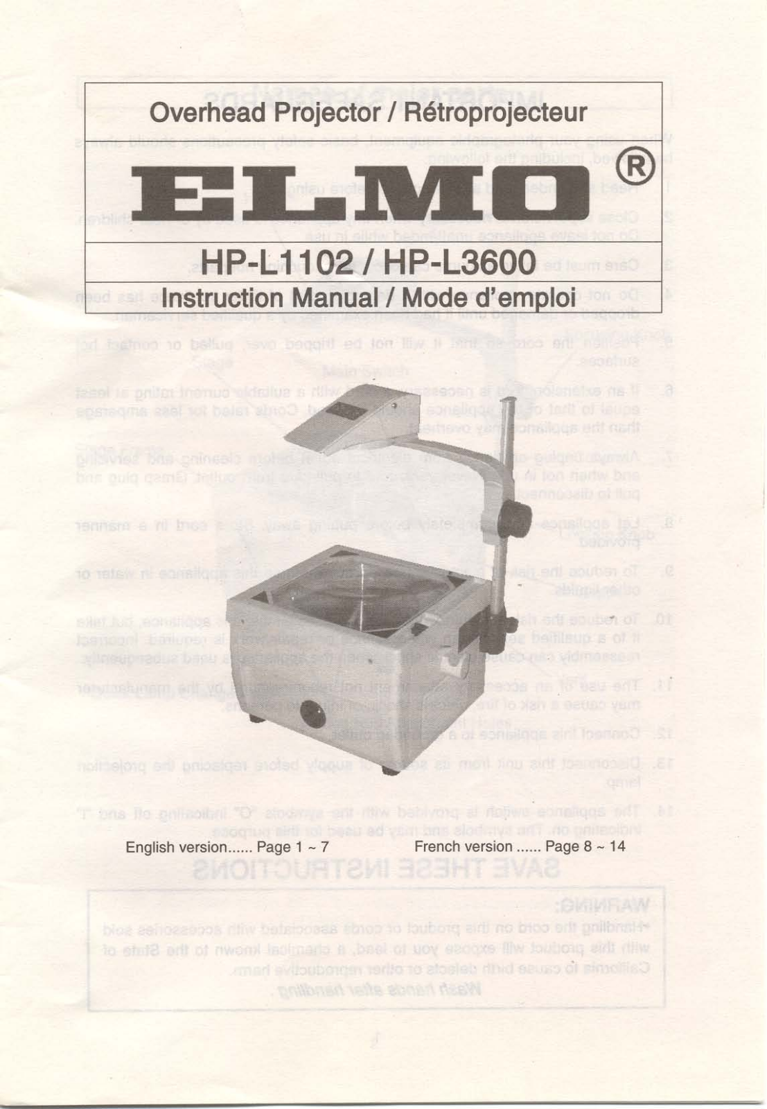 ELMO HP-L3600 User's Manual