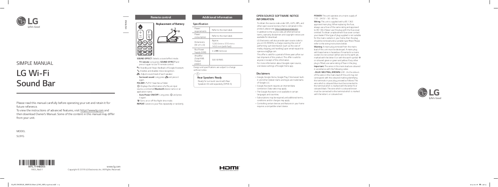 LG SL9YG USER GUIDE