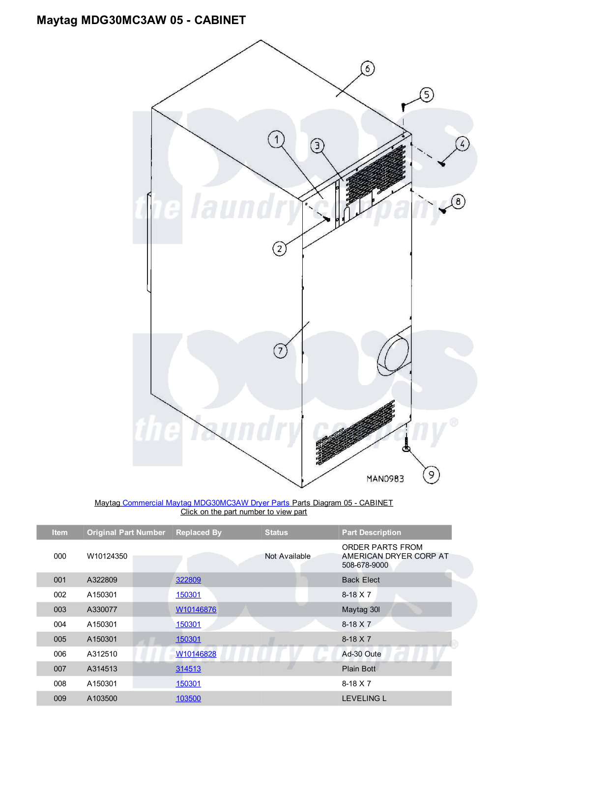 Maytag MDG30MC3AW Parts Diagram