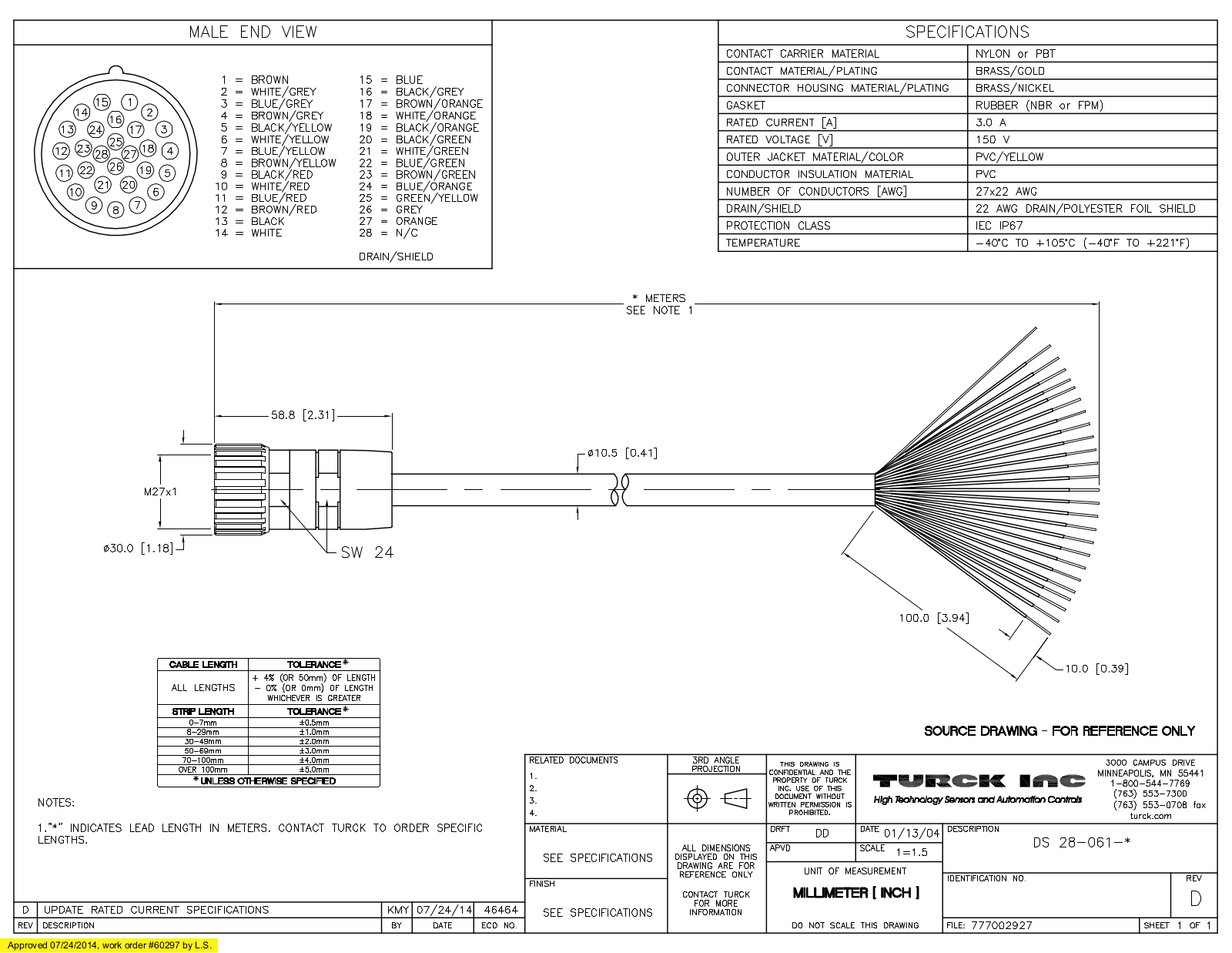 Turck DS28-061-0.5 Data Sheet