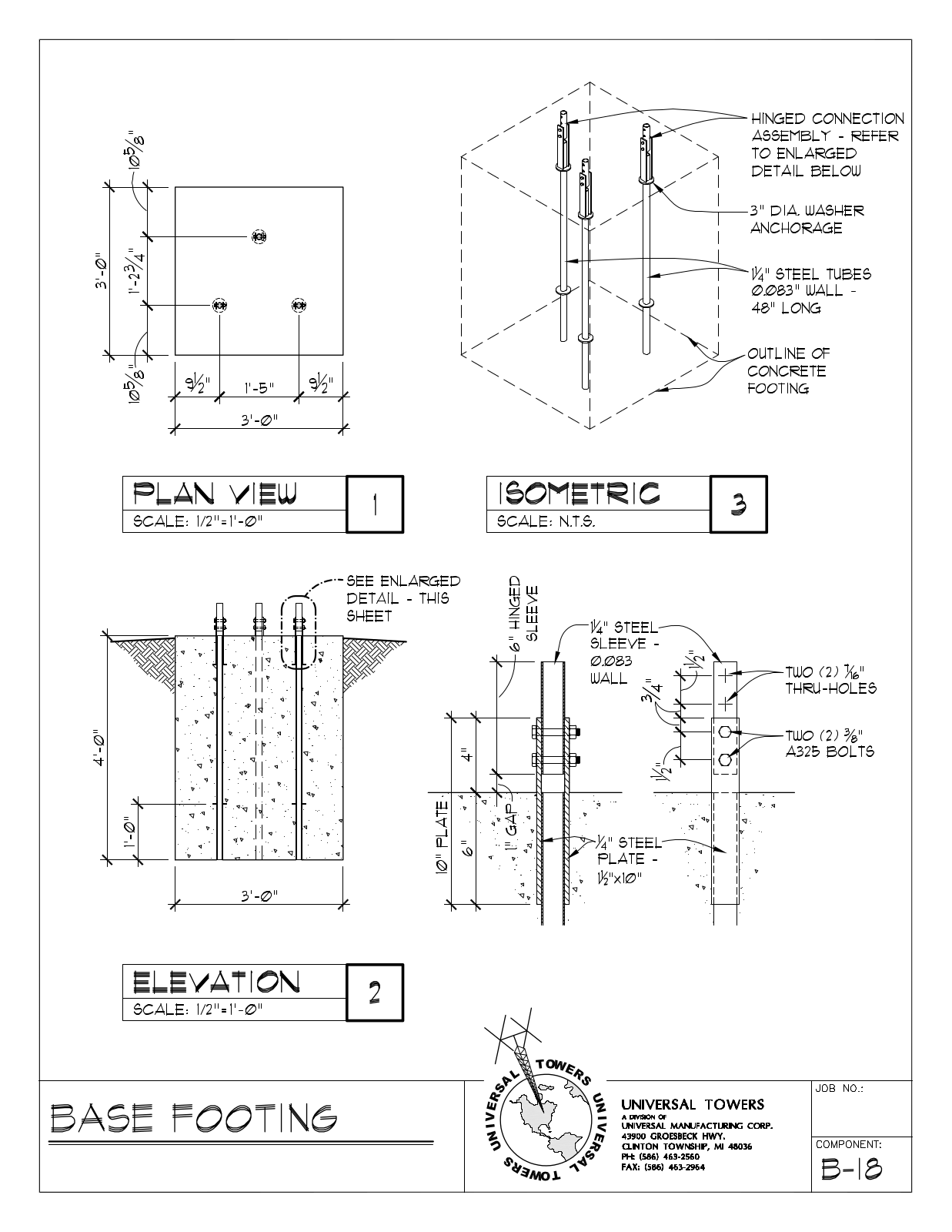 Universal Towers B-18 Technical Drawing - ManualMachine.com