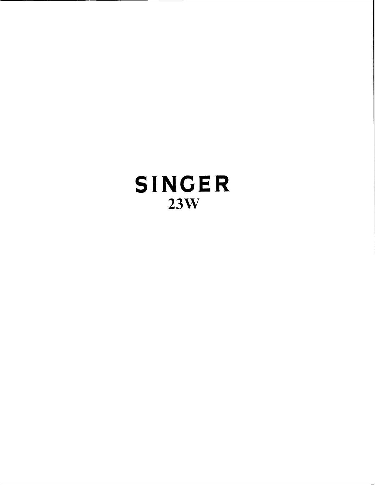 Singer 23W User Manual