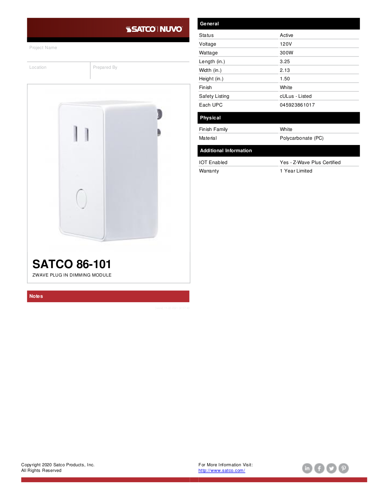 Satco KLR1185 Specifications - ManualMachine.com