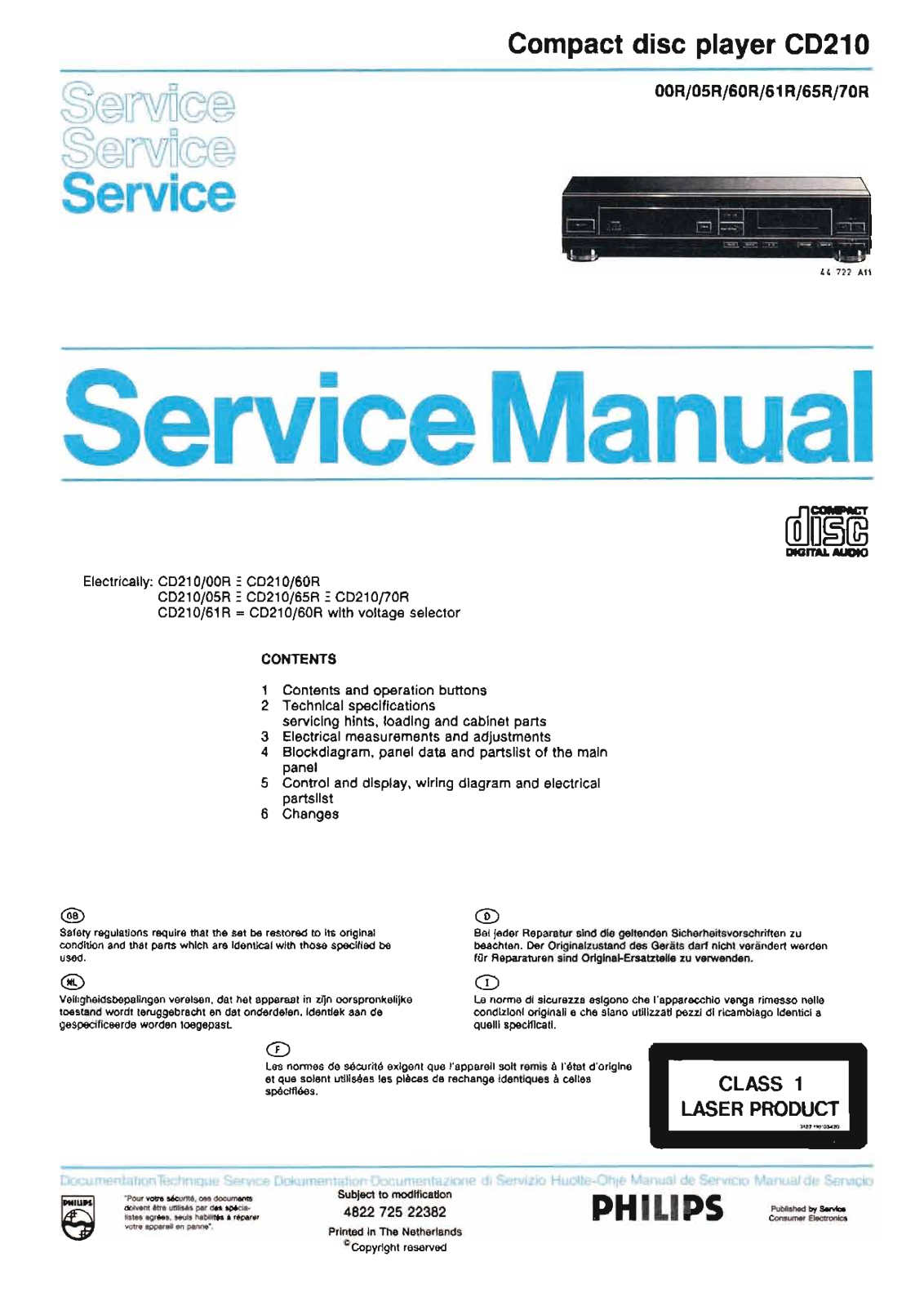 Philips CD-210 Service Manual