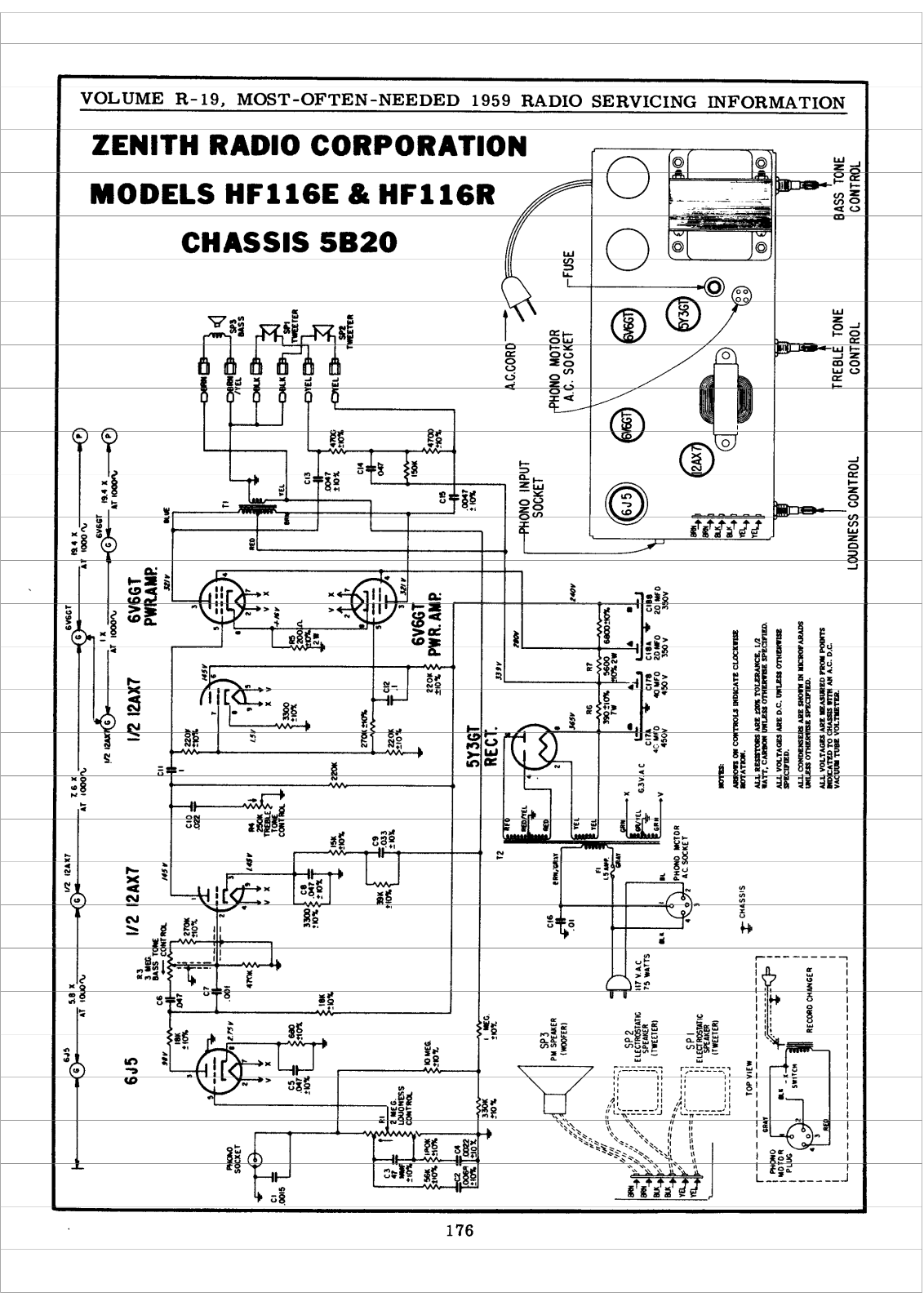 Zenith HF116E, HF116R Schematic