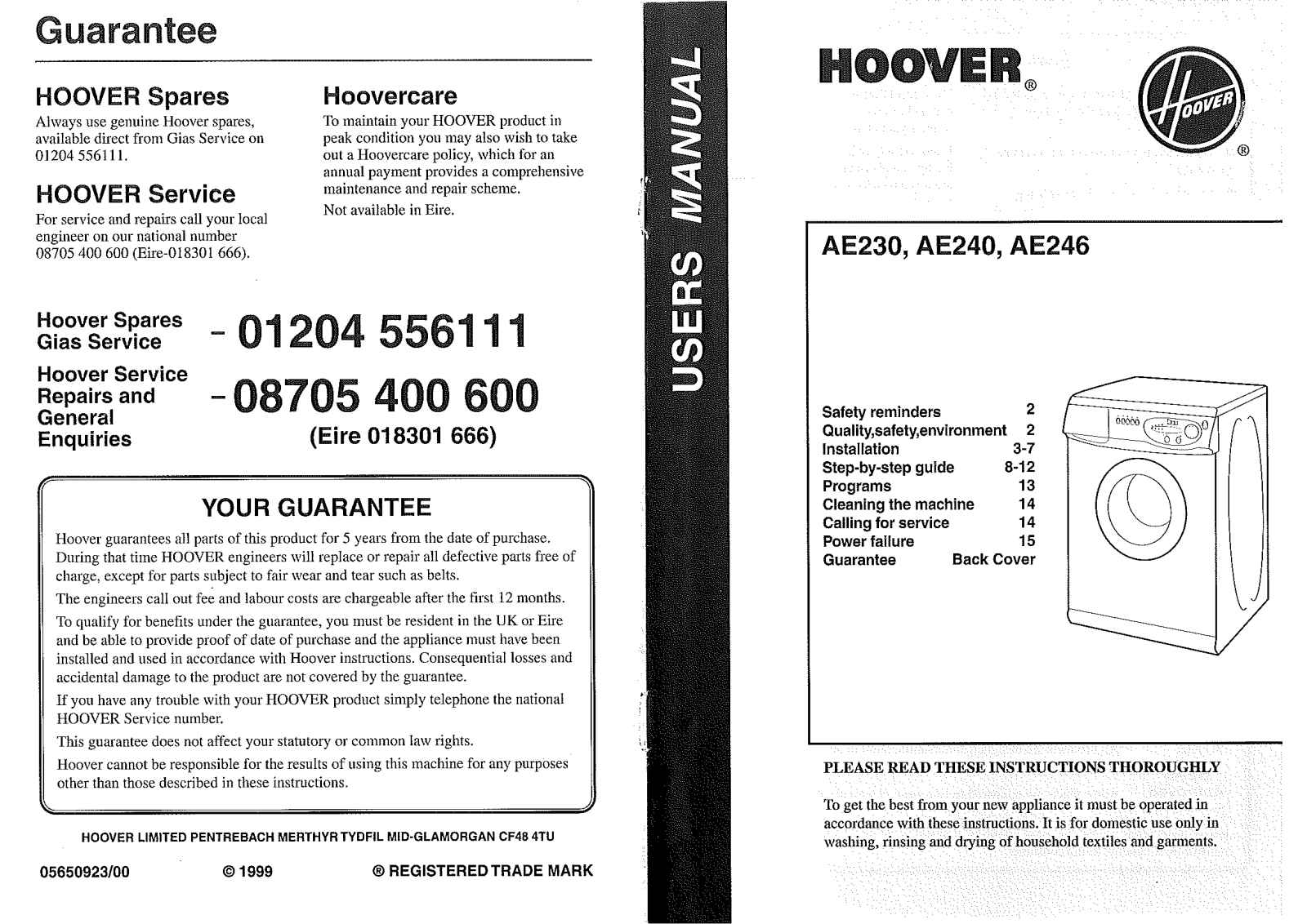 Hoover AE230, AE246, AE240 User Manual