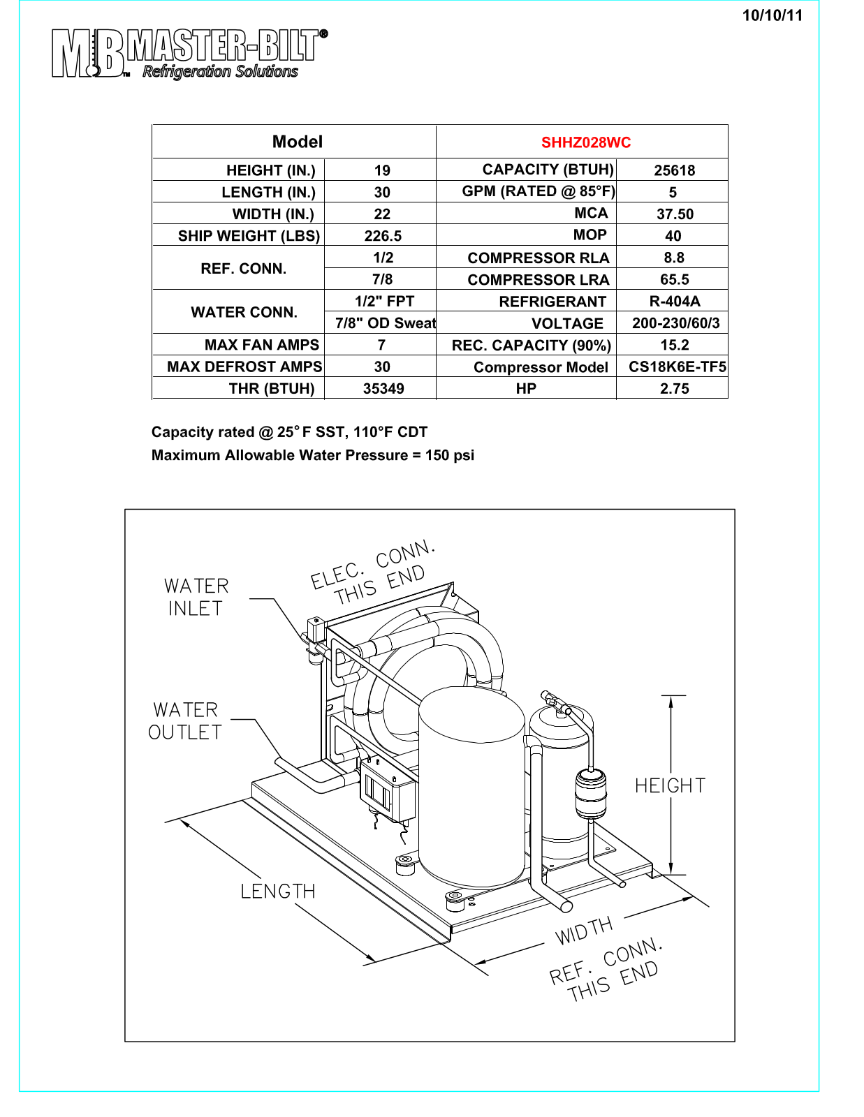 Master-Bilt SHHZ028WC User Manual