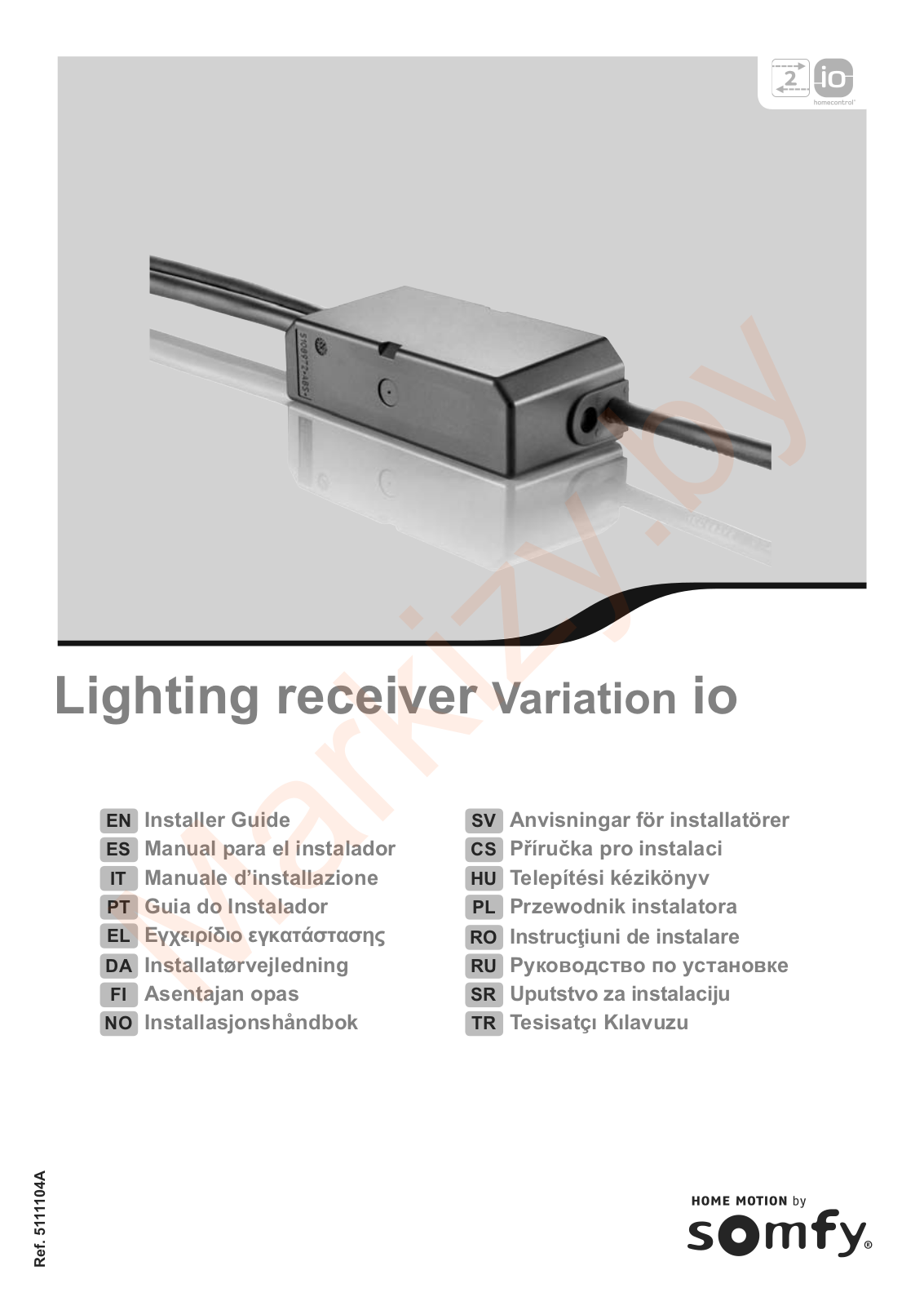 SOMFY Lighting receiver Installer's Manual