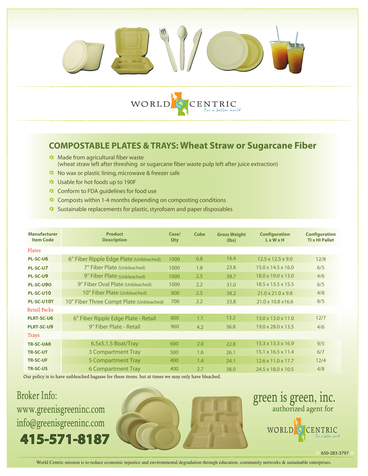 Green is green Compostable Bagasse Trays User Manual