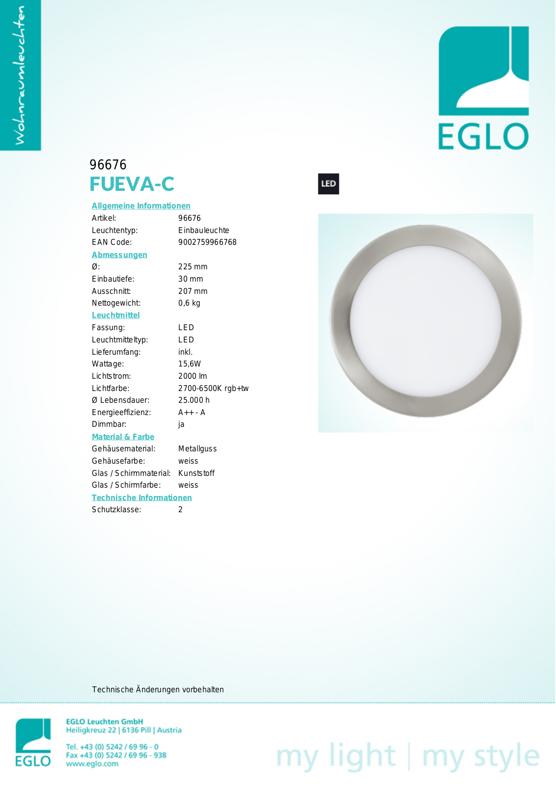 Eglo 96676 Service Manual