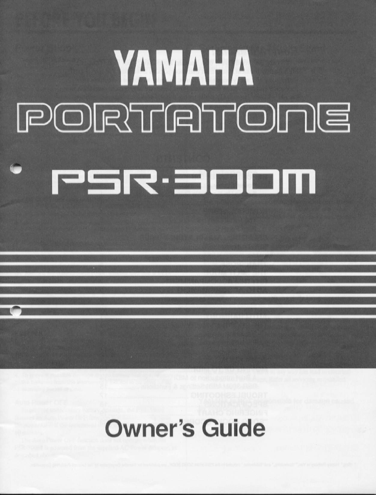 Yamaha PSR-300M, PSR-300ME User Manual