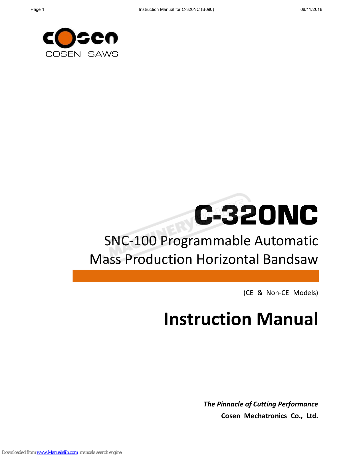 Cosen C-320NC Instruction Manual