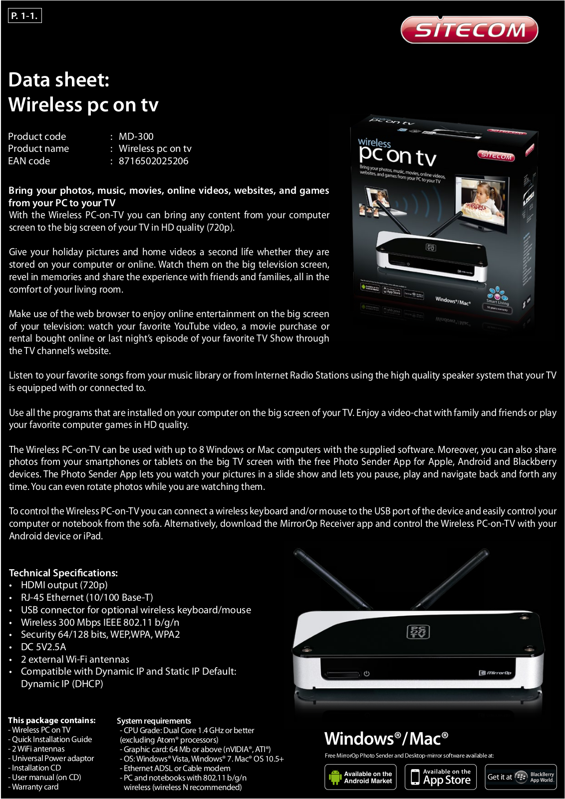 Sitecom MD-300 DATASHEET