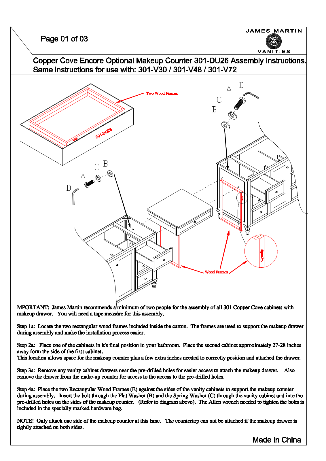 James Martin 301V86SLDU3AF Installation Manual