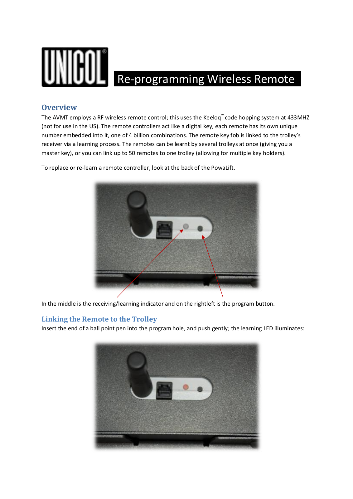 Unicol Wireless Remote Control User Manual