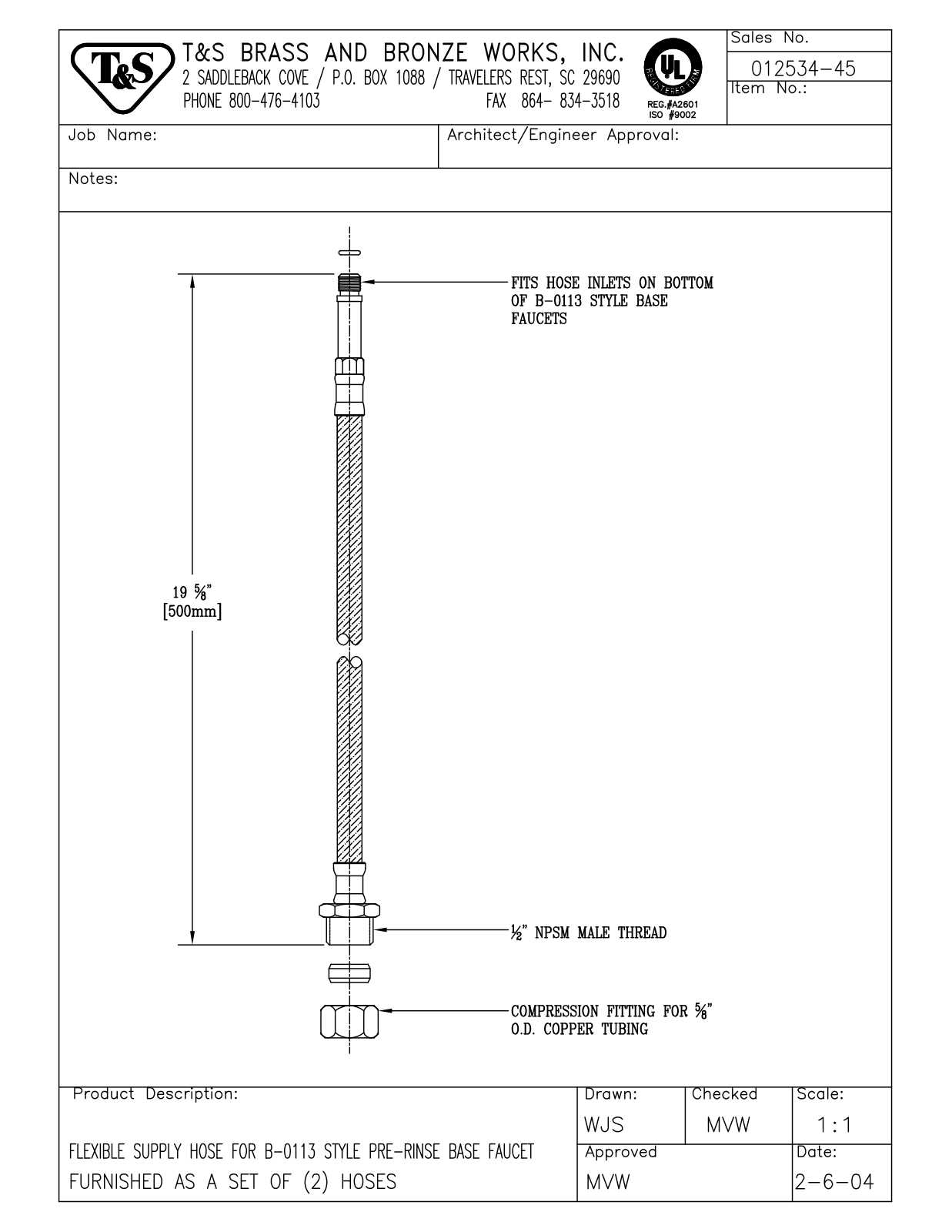 T&S Brass 012534-45 User Manual