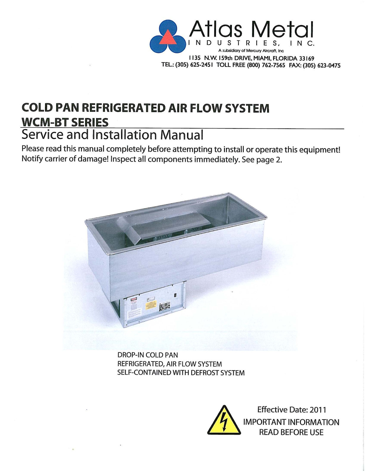 Atlas Metal WCM-BTX-3 Service Manual