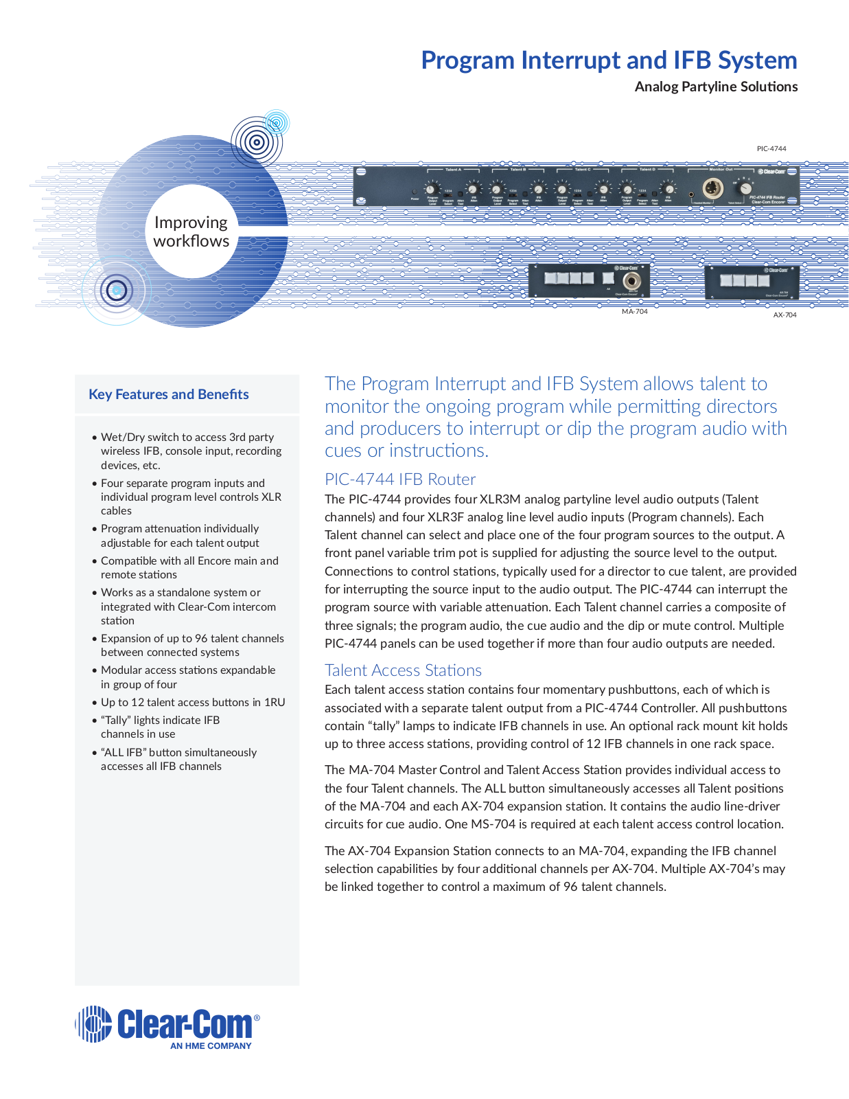 Clear-Com MA704 Datasheet