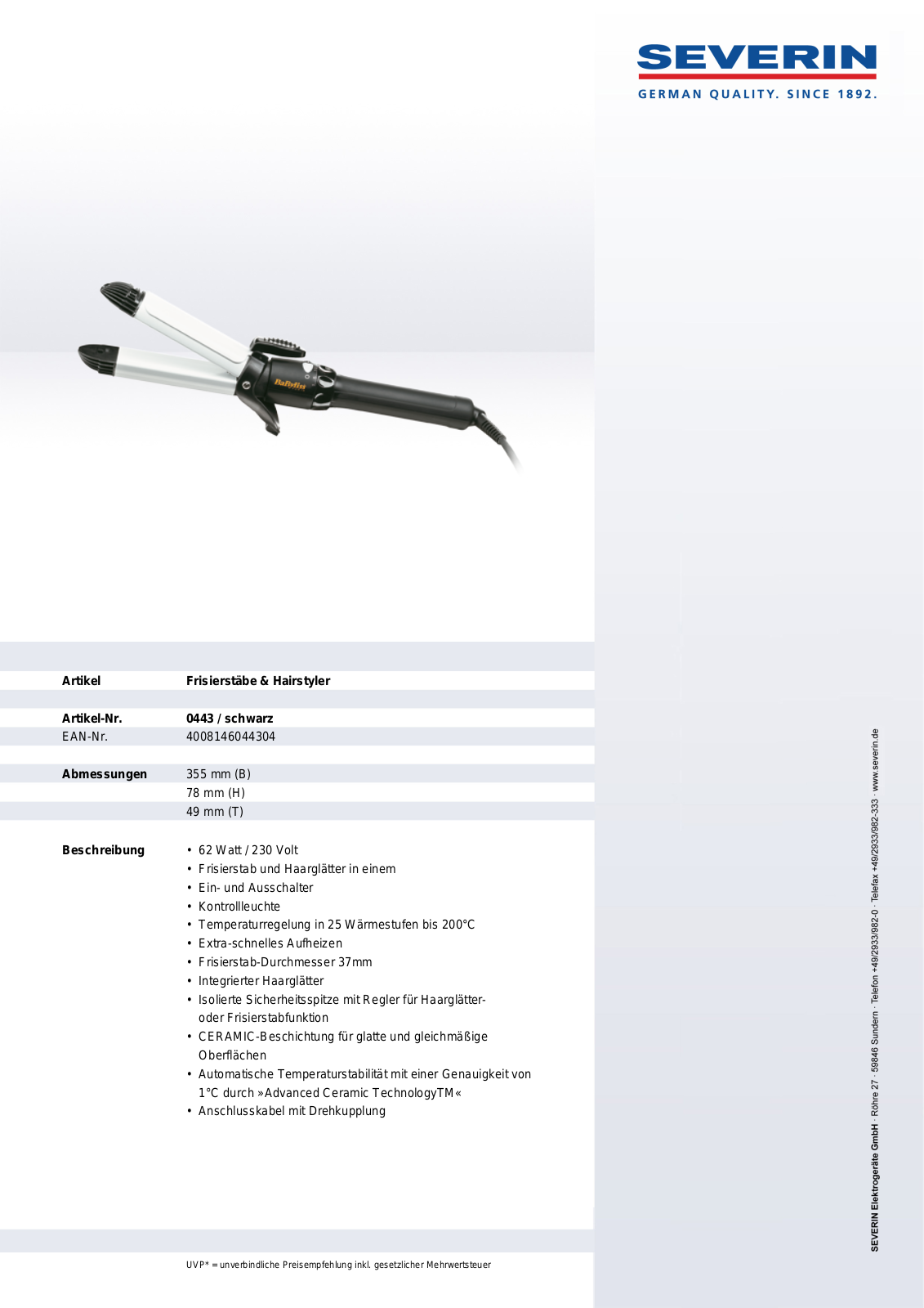 Severin 0443 DATASHEET