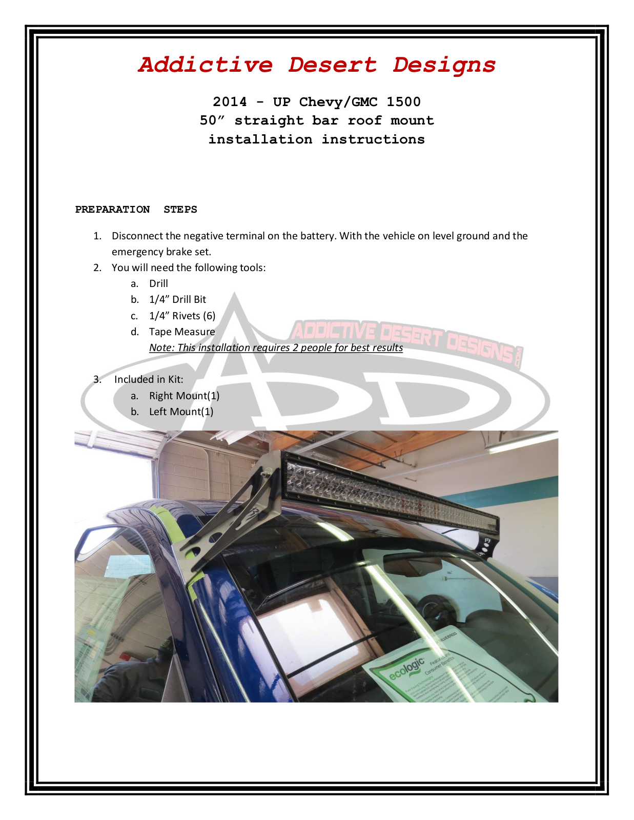 Addictive Desert Designs GMC 1500 50 User Manual