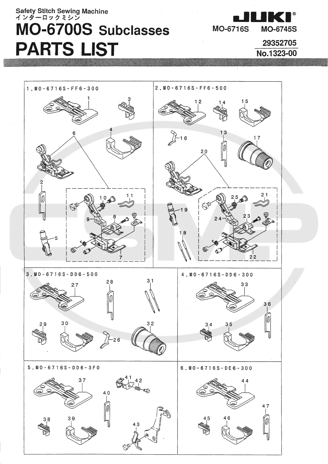 Juki MO6700S Parts Book