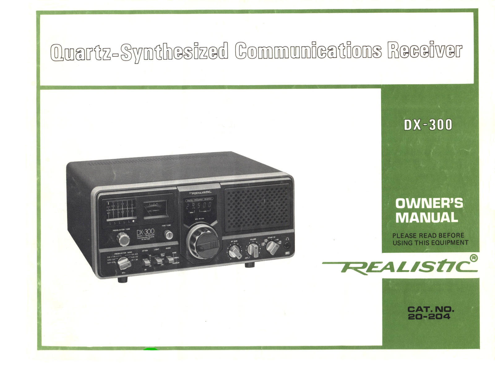 Realistic DX-300 User Manual