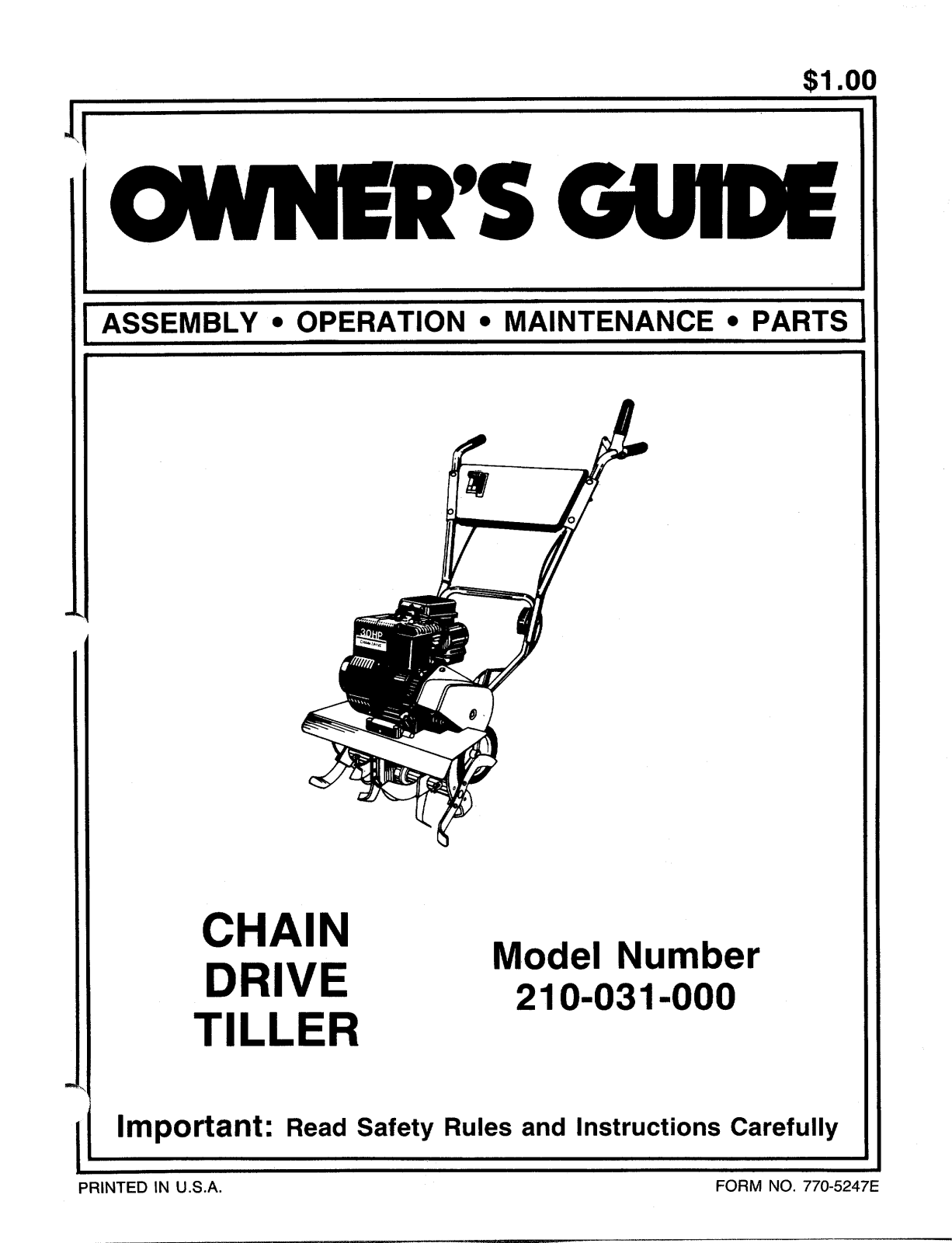 Mtd 210-031-000 owners Manual