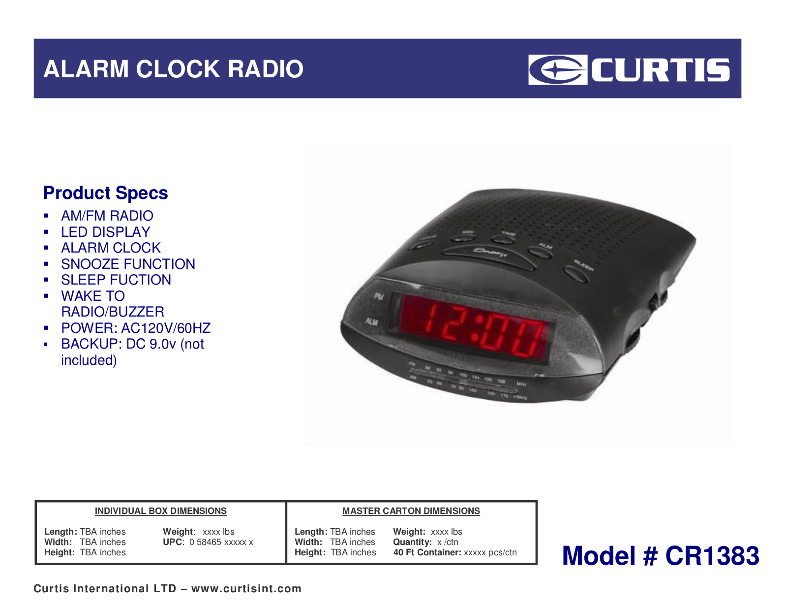 Curtis CR1383 User Manual