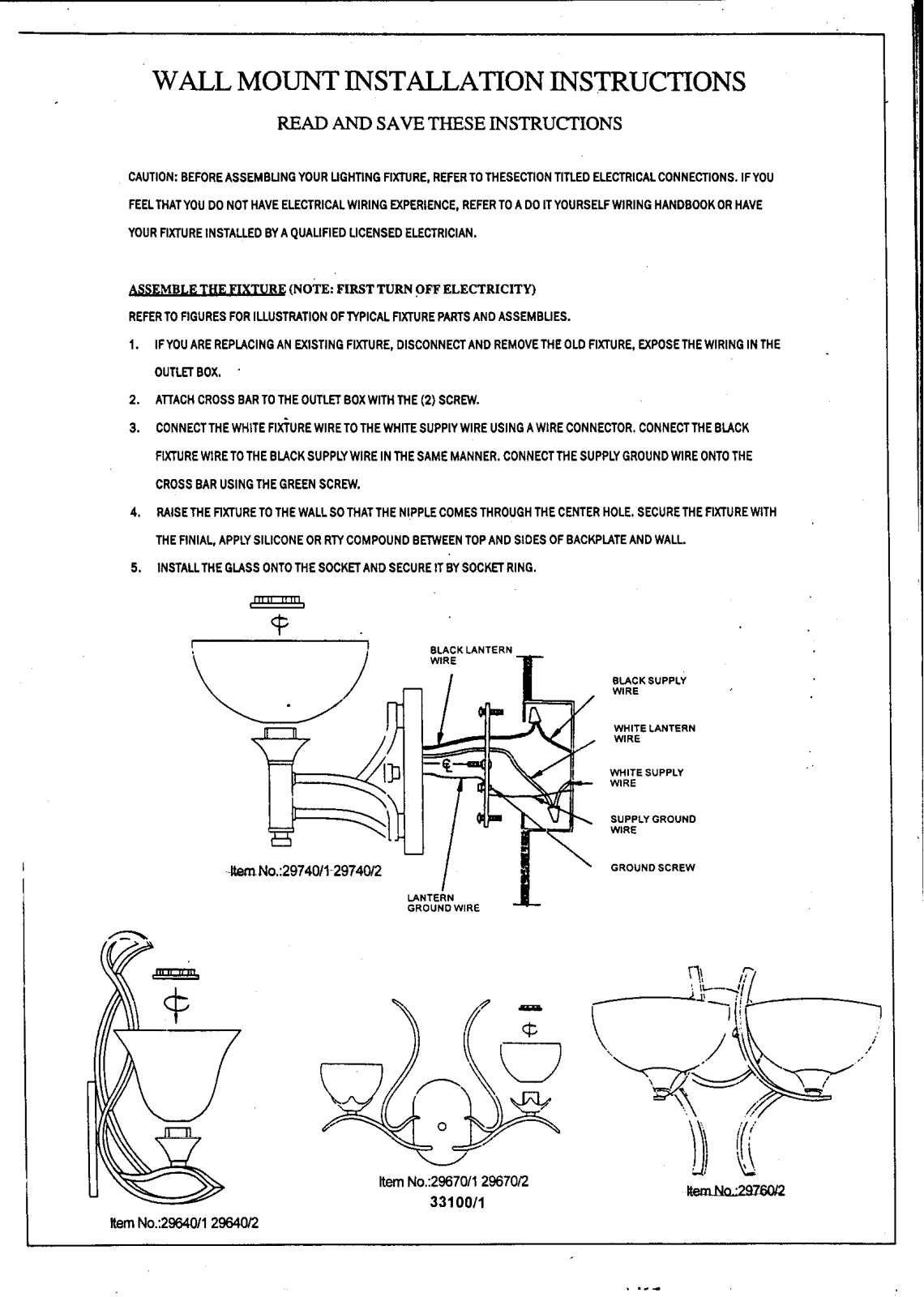 Triarch 33100, 29741, 29760, 29640, 29762 User Manual