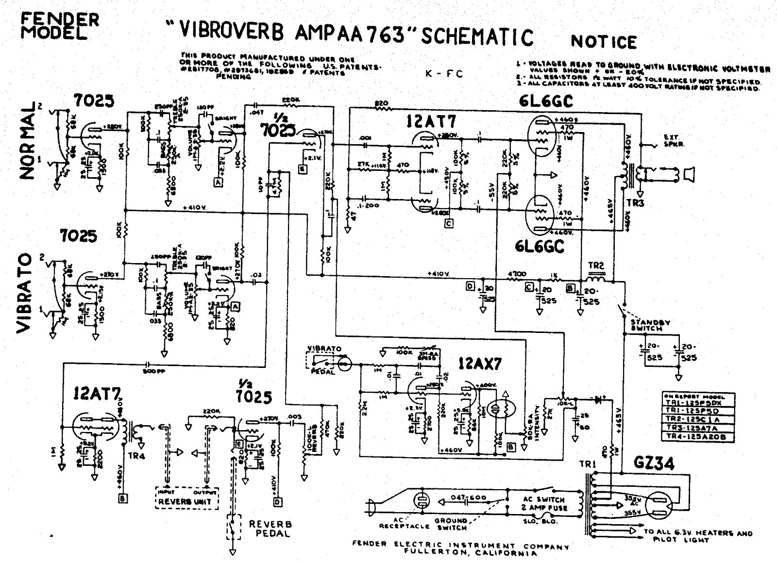 Fender Vibroverb-AA763 Schematic