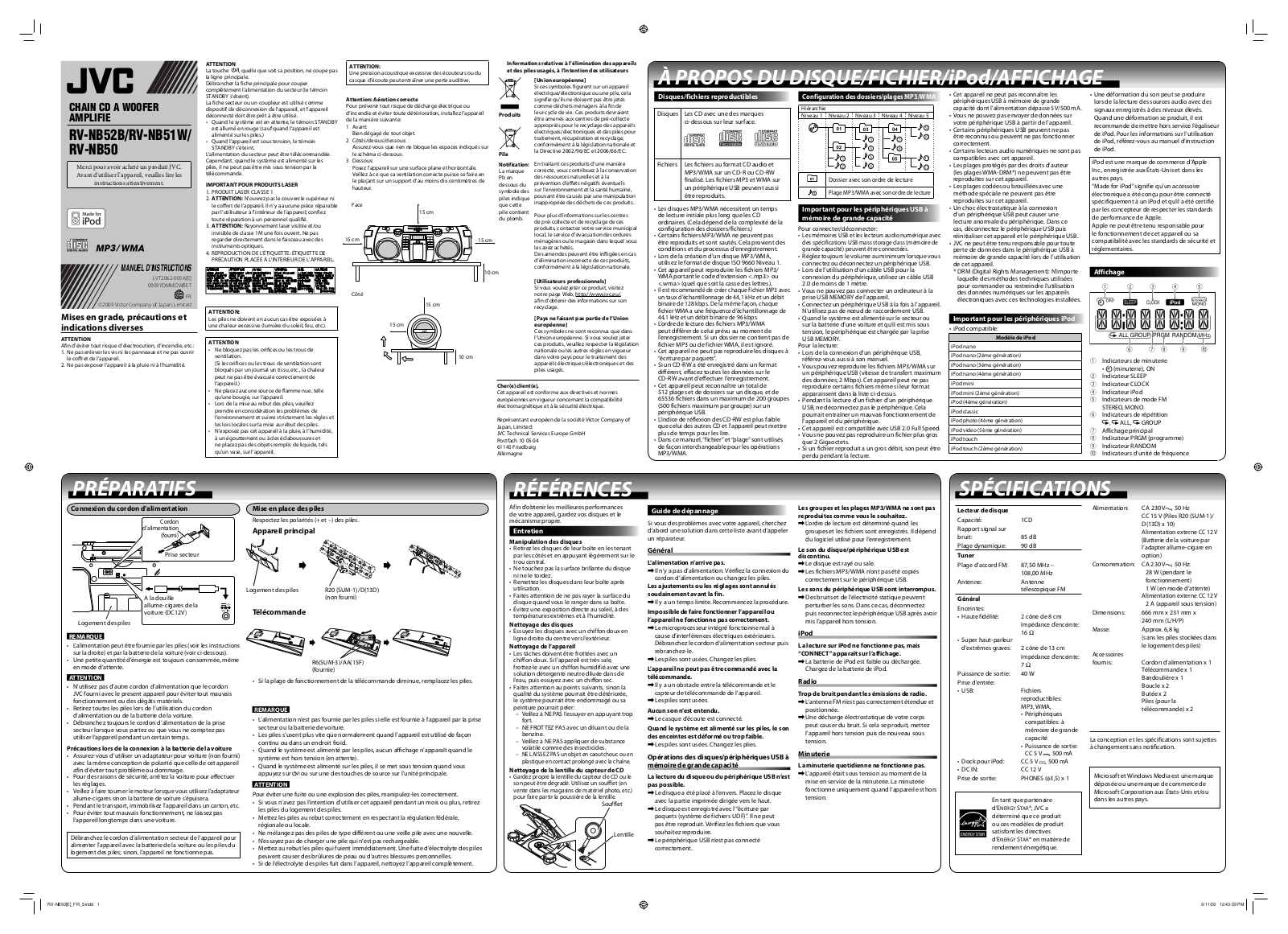 JVC RV-NB50, RV-NB51W, RV-NB52B, RV-NB5, RV-NB51 User Manual