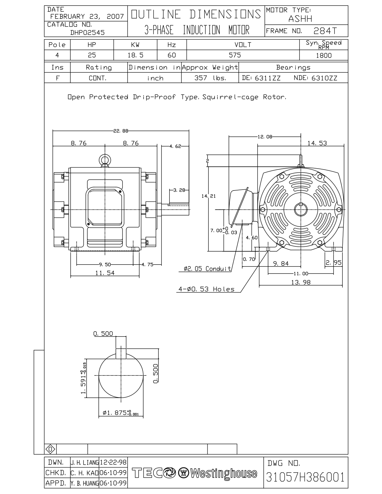 Teco DHP02545 Reference Drawing