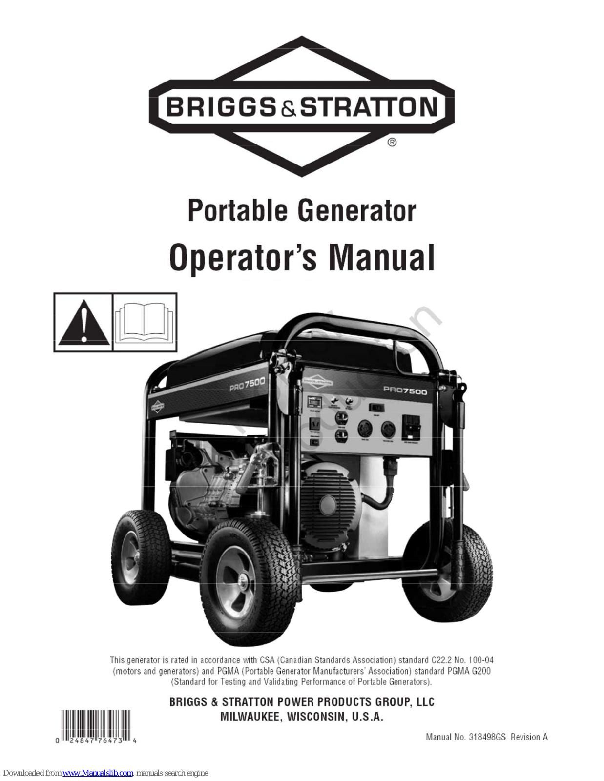 Briggs & Stratton PRO 7500 Operator's Manual