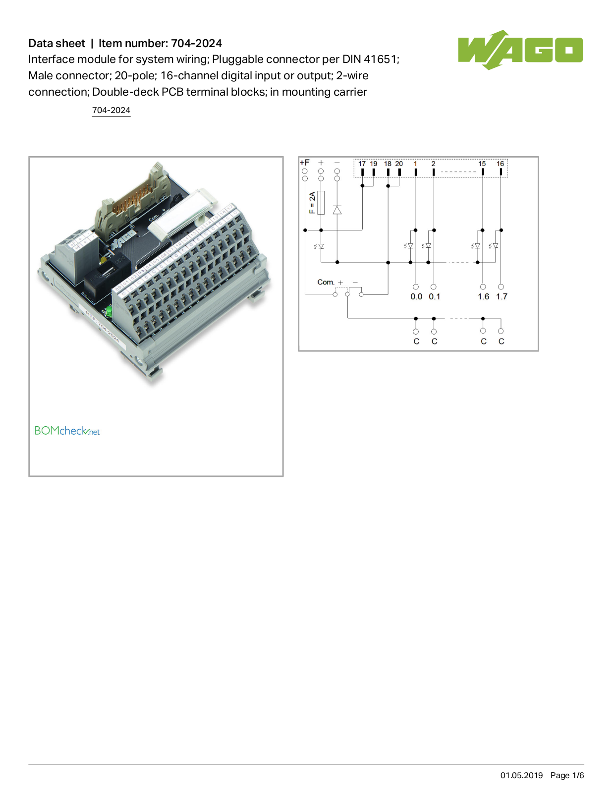 Wago 704-2024 Data Sheet