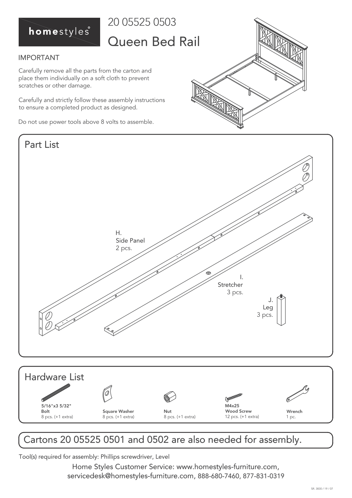 Homestyles 20 05525 0503 Assembly Instructions