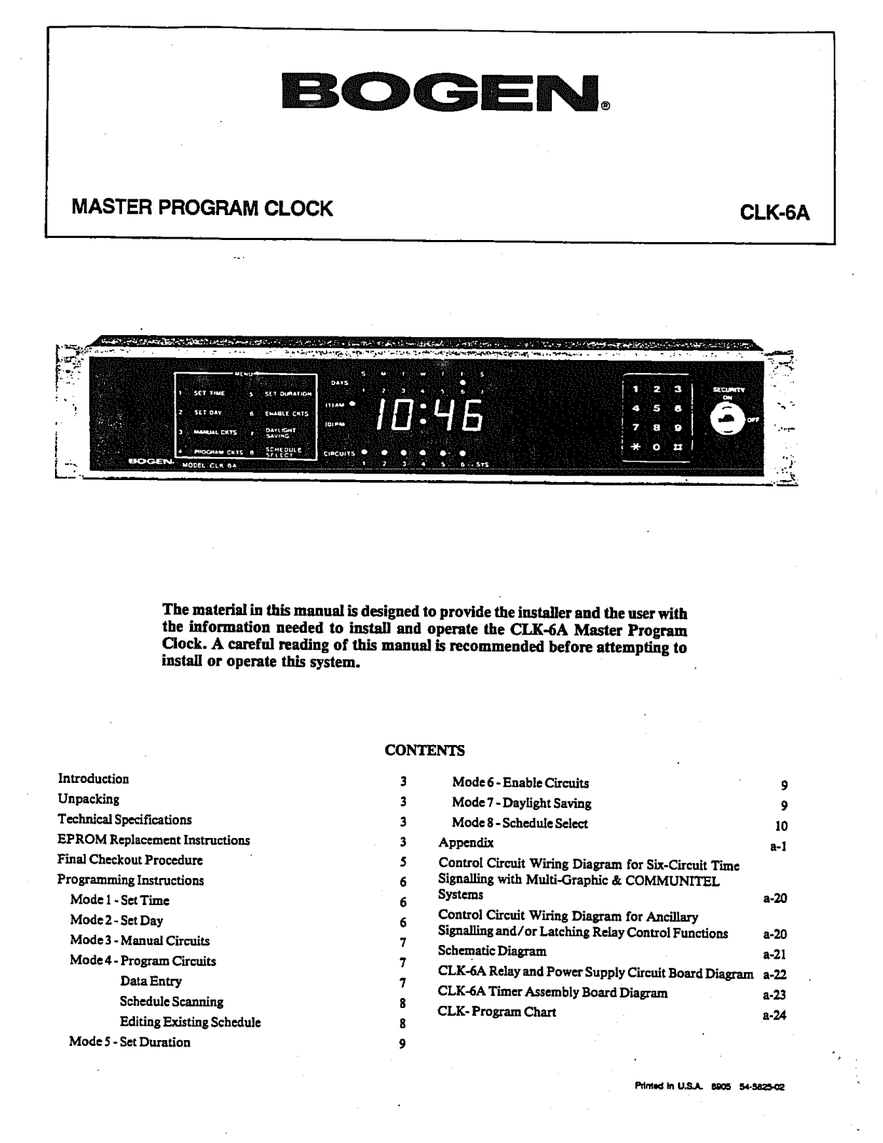 Bogen CLK6A Service Manual