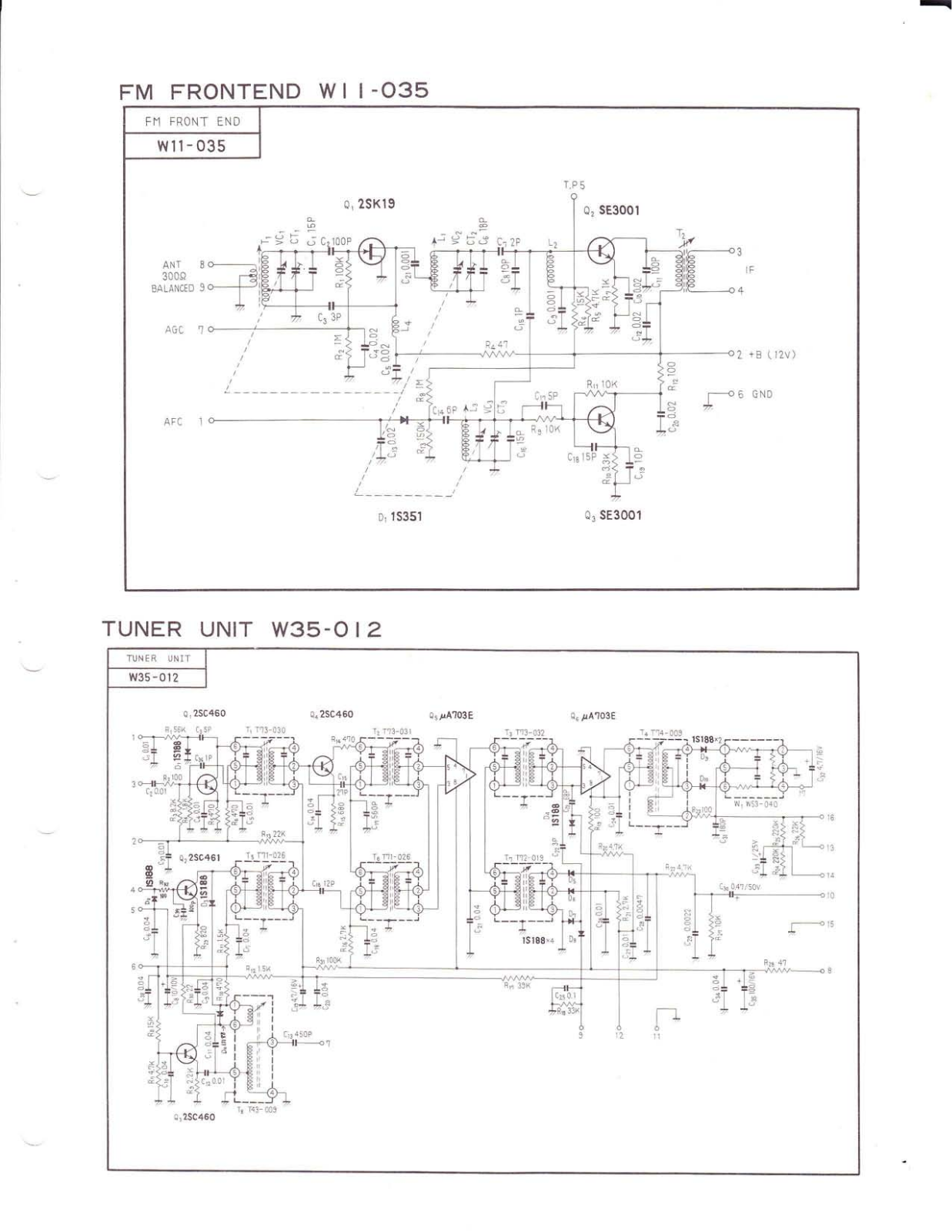 Pioneer W11-035, W35-012 Schematic