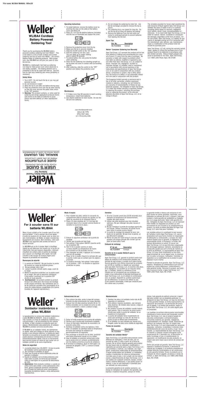 WELLER WLIBA4 Instructions - ManualMachine.com