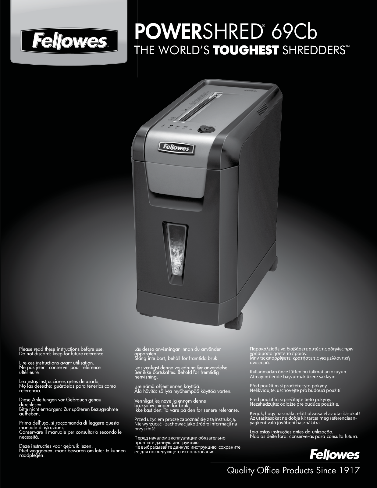 Fellowes 69Cb User Manual