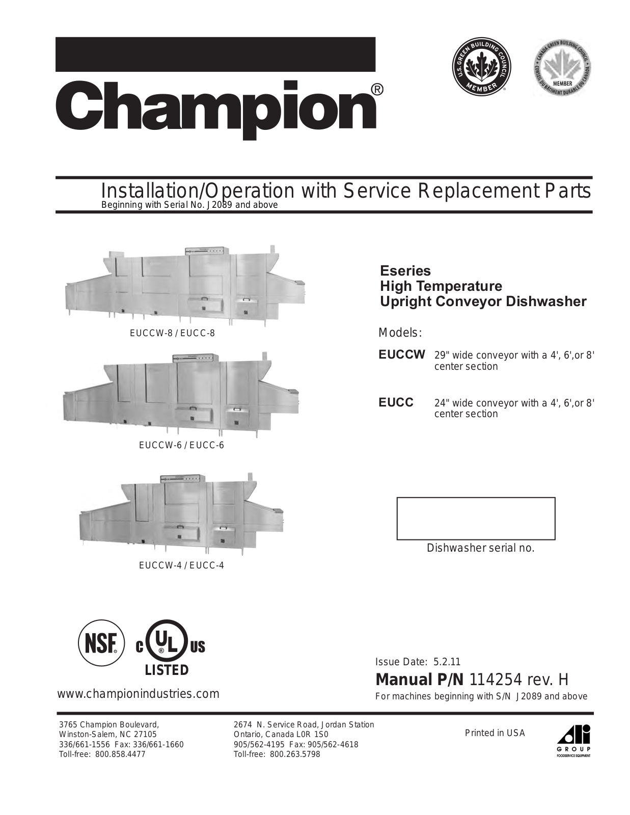 Champion Industries EUCC User Manual