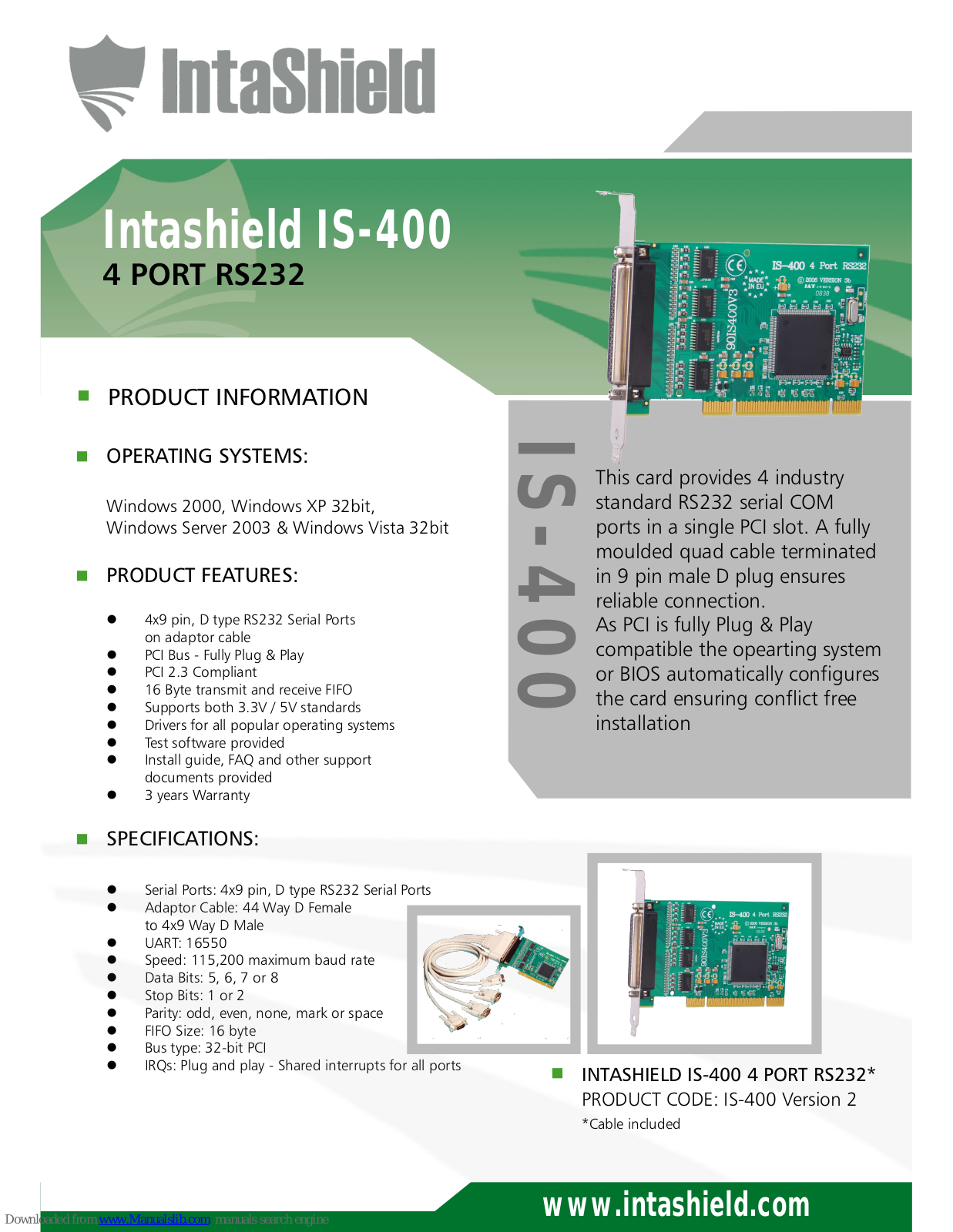 Intashield IS-400 Specifications - ManualMachine.com