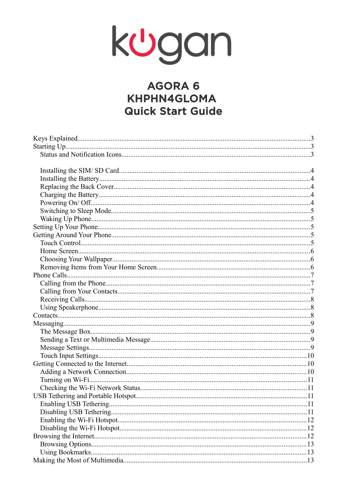 Kogan Agora 6 User Manual