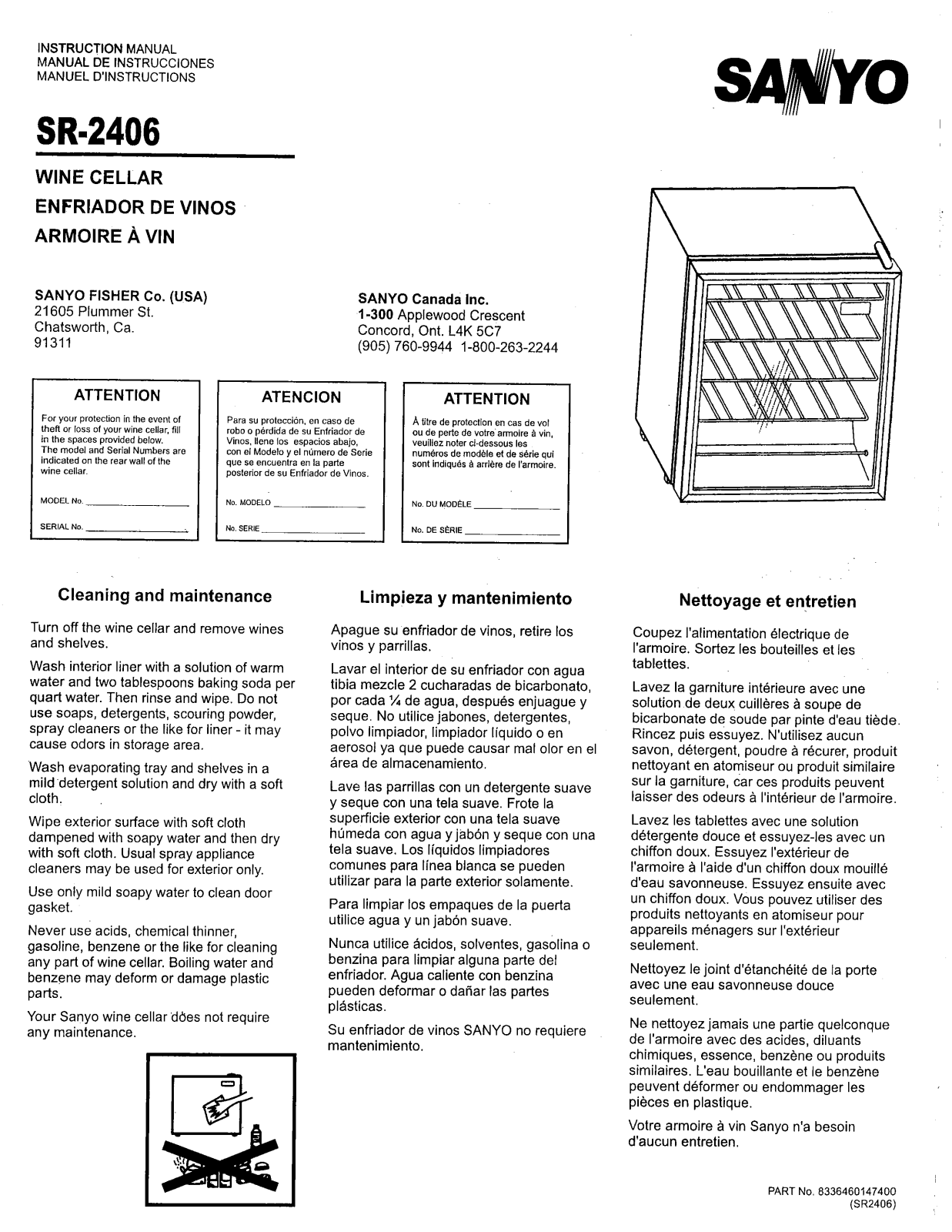 SANYO SR2406 User Manual