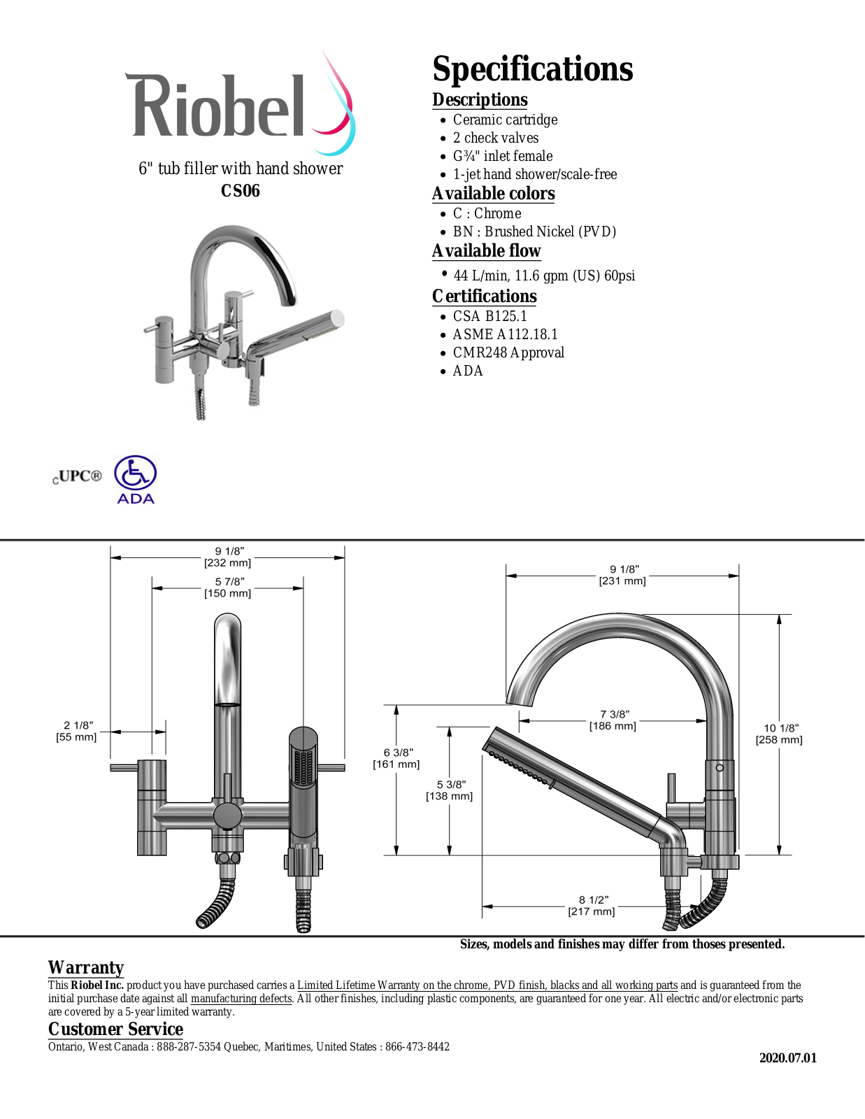 Riobel CS06C Specifications - ManualMachine.com