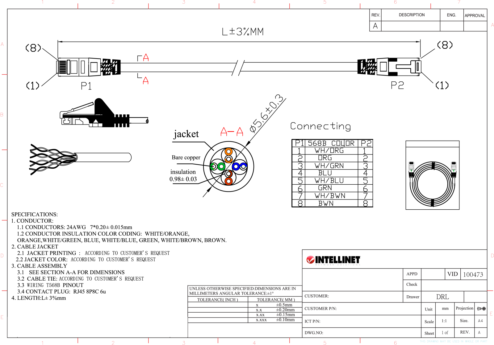 Intellinet ICOC U6-6U-010-BK, ICOC U6-6U-030-BK, ICOC U6-6U-075-BK, ICOC U6-6U-100-BK, ICOC U6-6U-005-BK Drawing - ManualMachine.com