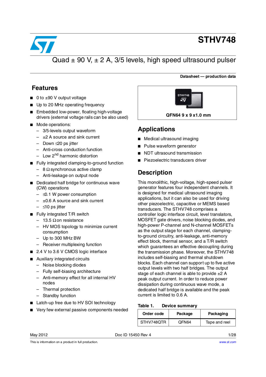 ST STHV748 User Manual