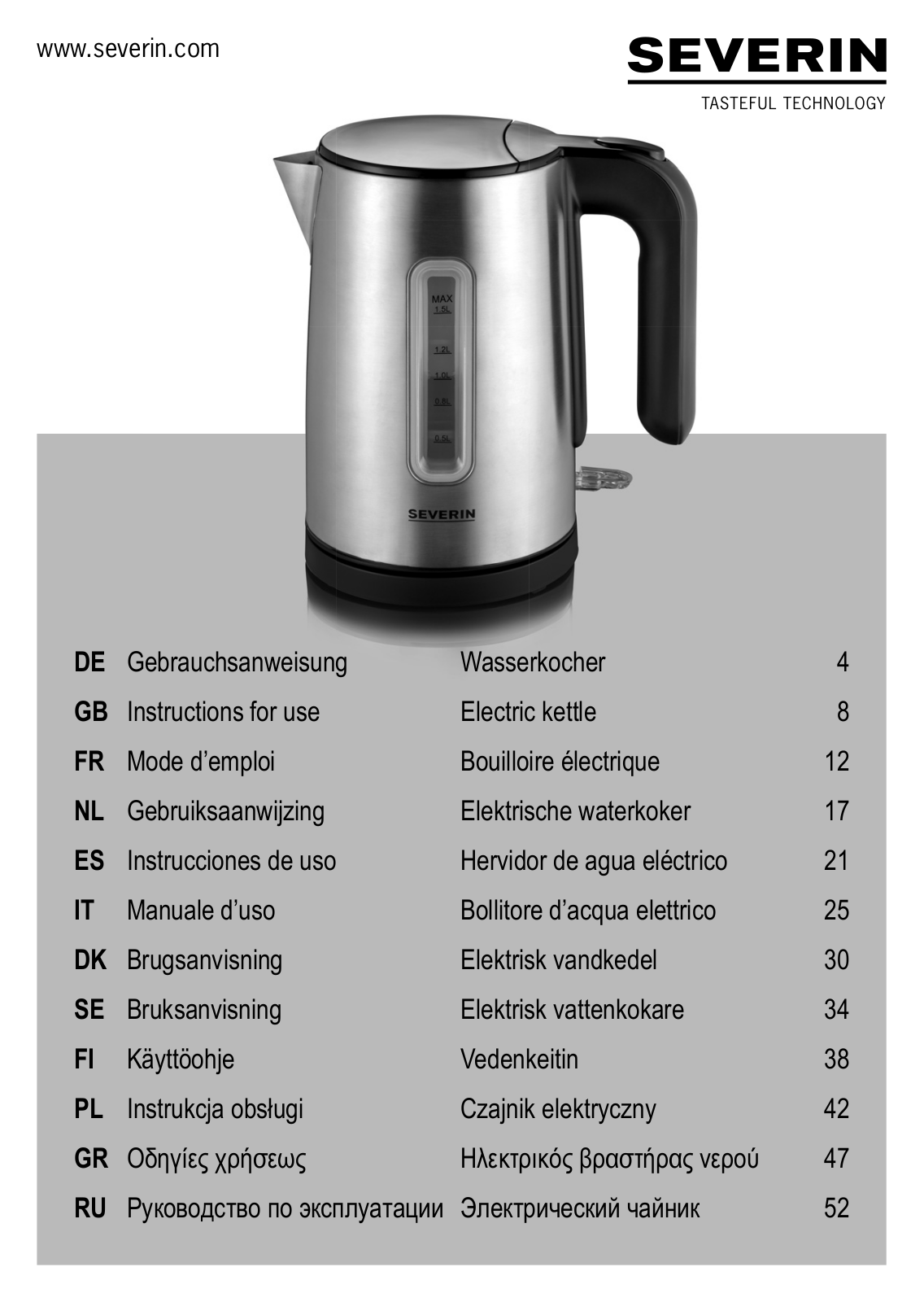 Severin WK 3461 User Manual