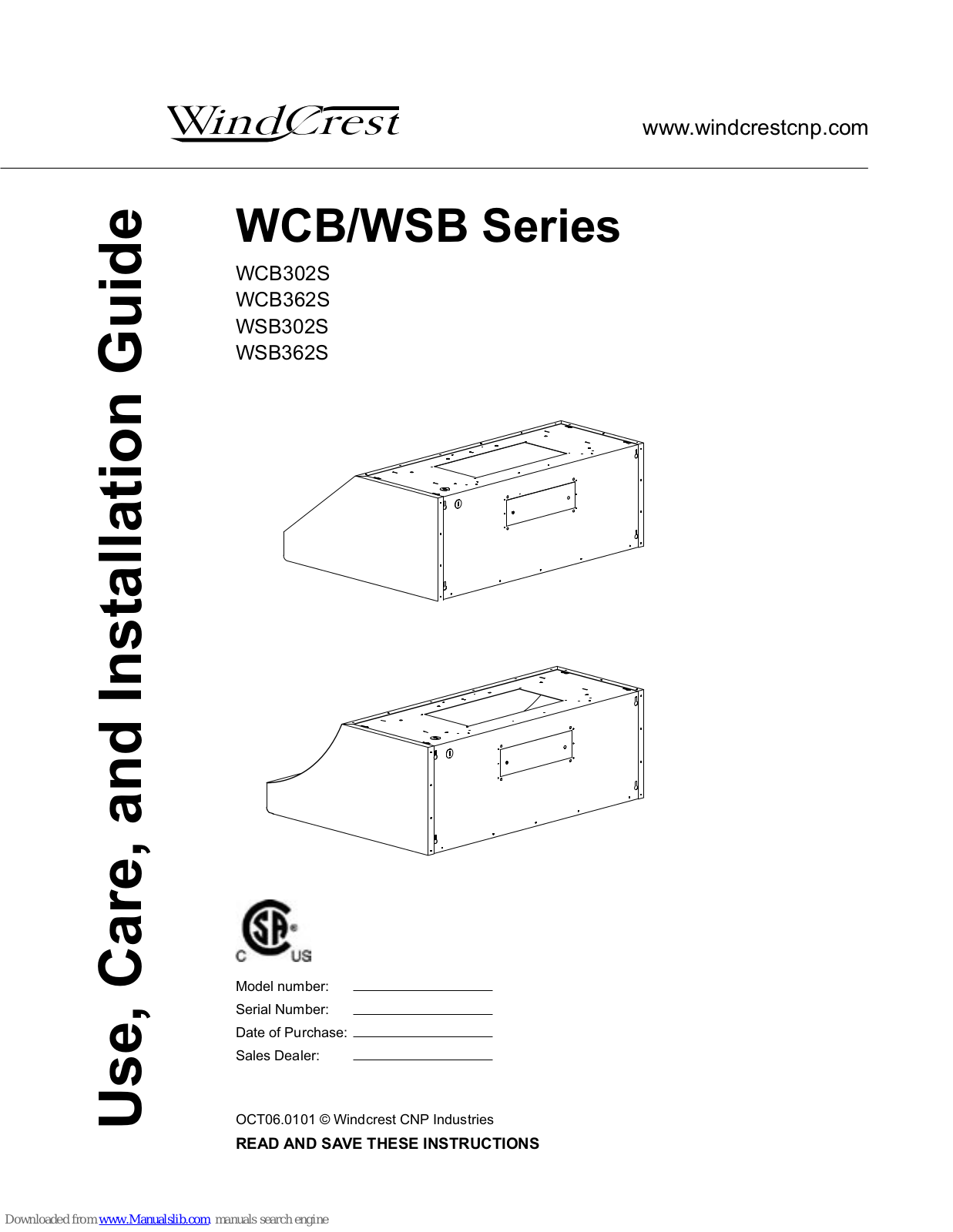 Wind Crest UIX2916S, UIX3816S Use, Care And Installation Manual - ManualMachine.com